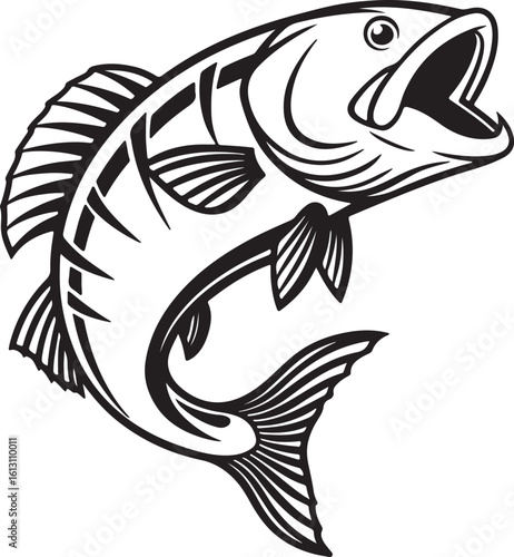 Salmon vector art silhouette image