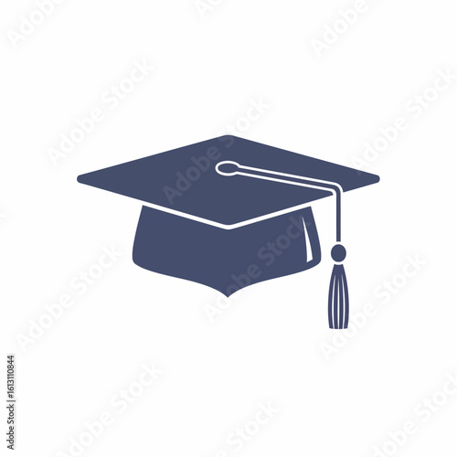 Simple Flat Icon of a Graduation Cap with a Tassel.