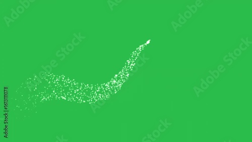 Glitter particles streaming on green screen background motion graphic effects. 