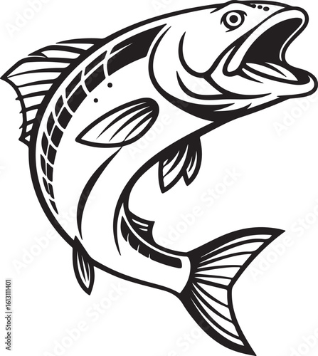 Salmon vector art silhouette image