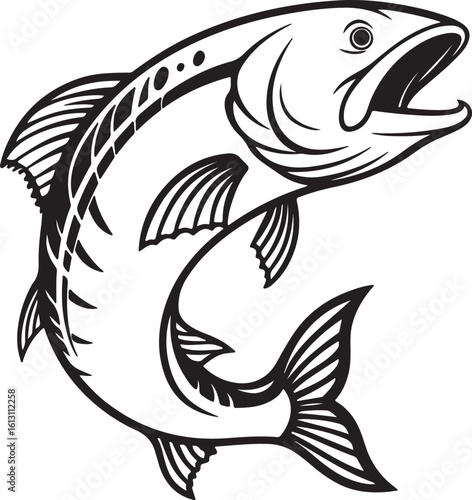 Salmon vector art silhouette image