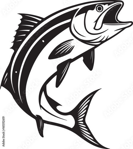 Salmon vector art silhouette image