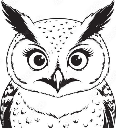 Owl's Wisdom: A captivating close-up of an owl showcases its keen, piercing gaze and distinctive feather details, embodying knowledge and observation.
