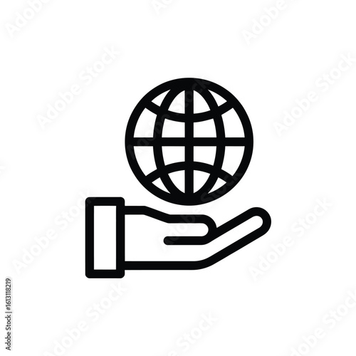 Hand holding globe icon global business international network concept