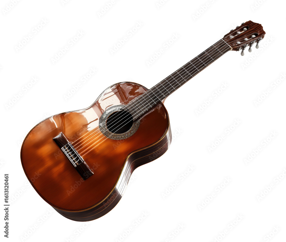 Obraz premium Melodic guitar performance music video isolated on transparent background, png