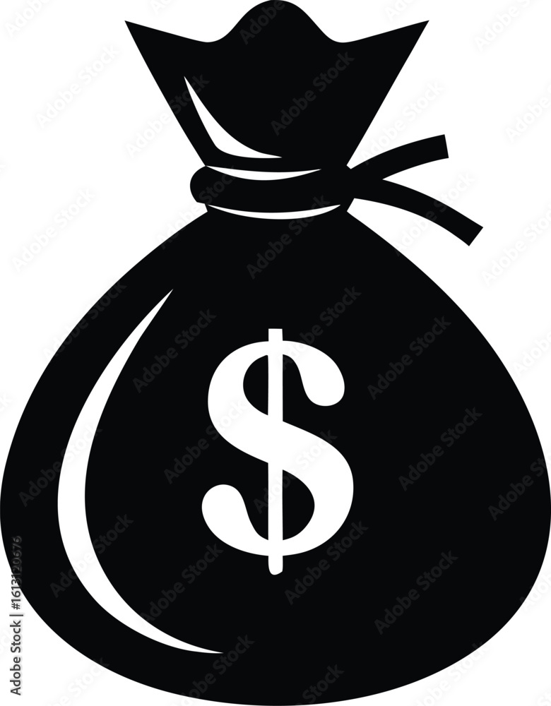 Money Bag Silhouette Vector, money bag icon dollar sign Money Bag Silhouette Vector, money bag icon dollar sign