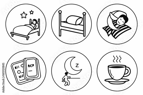 Sleep and Relaxation Icons Collection.