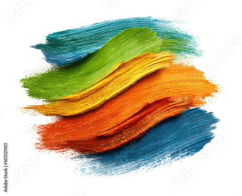 Vibrant paint strokes creative digital colorful abstract isolated on transparent background, png