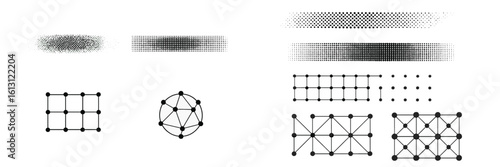 Various abstract geometric patterns showcasing dot and line formations suitable for modern design applications