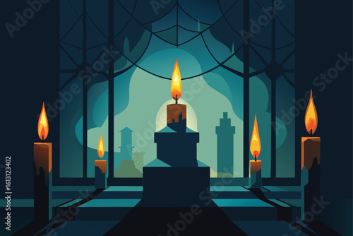 burning candles in the dark