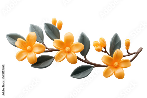 Vibrant yellow flowers nature scene floral arrangement garden close-up. Isolated on transparent background, png.