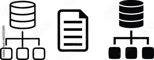 Database structure diagram and document icon vector bundle collection set pack object template elements icons clipart illustration editable flat minimal modern banner poster object png eps png, poster