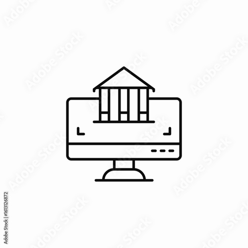 online banking building icon sign vector