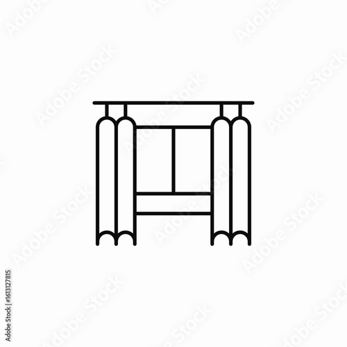 window curtains simple icon sign vector