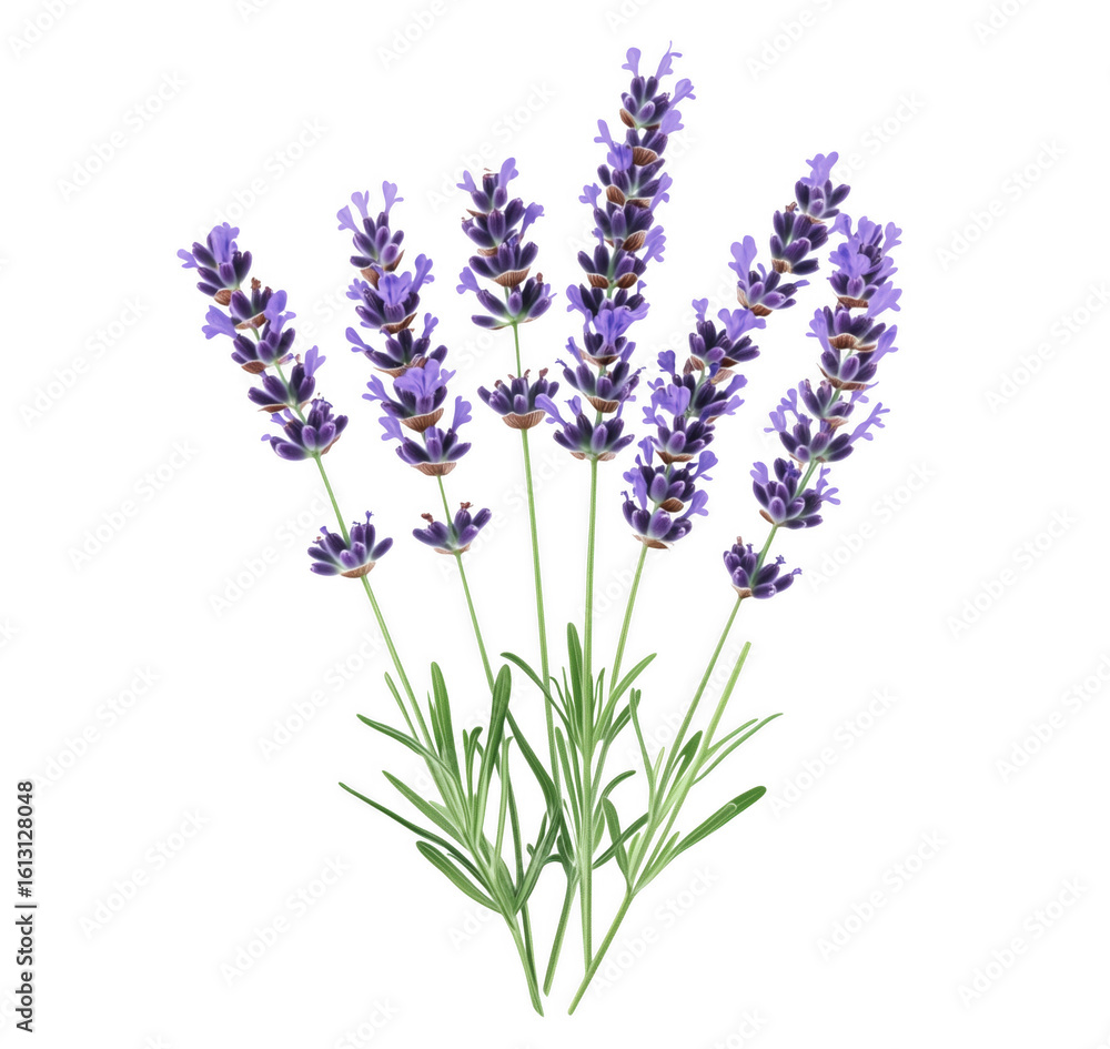 Naklejka premium Vibrant and detailed illustration of a lavender bouquet on a transparent background