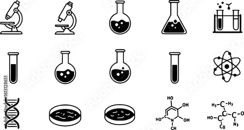 Vector science and chemistry icon set