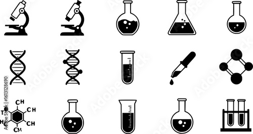 Vector science and chemistry icon set