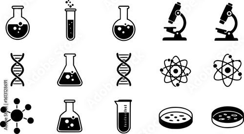 Vector science and chemistry icon set