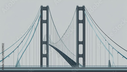 Minimalist Illustration of the Golden Gate Bridge, San Francisco