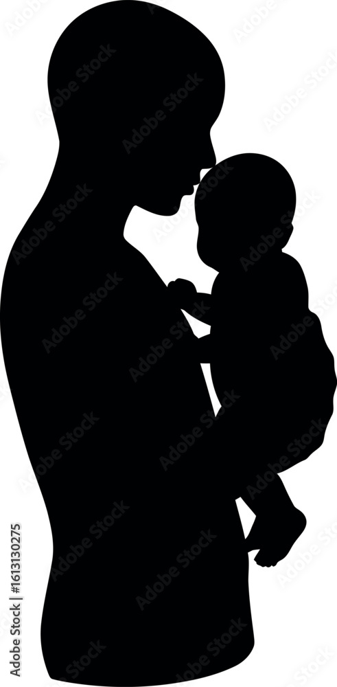 Mother holding baby silhouette love and connection Mother holding baby silhouette love and connection