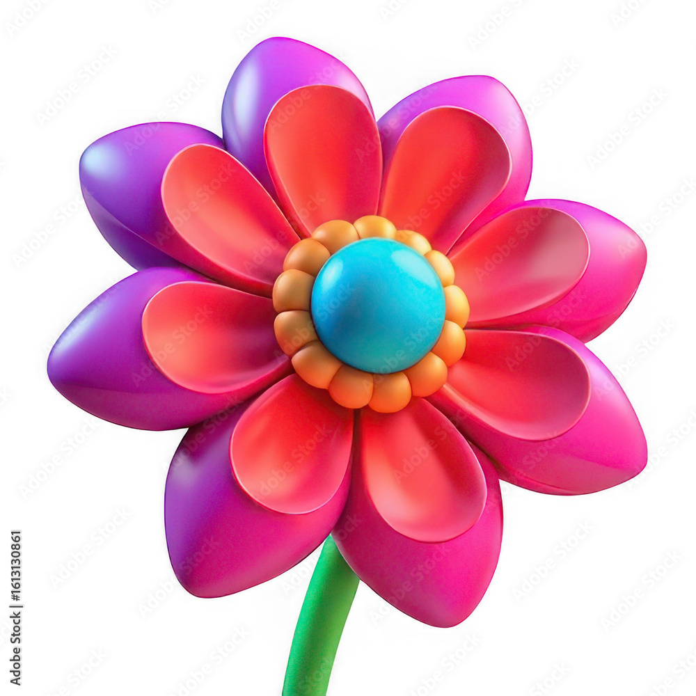 Fototapeta premium 3d vibrant stylized flower isolated on transparent background