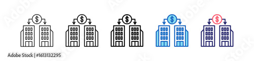 B2B Icon In 5 Different Styles Set Collection.  