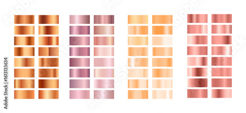 Stunning metallic gradient swatches for modern design projects in copper rosegold peach and bronze tones