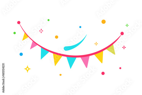 party streamers  sparkles  and bokeh glow raining 