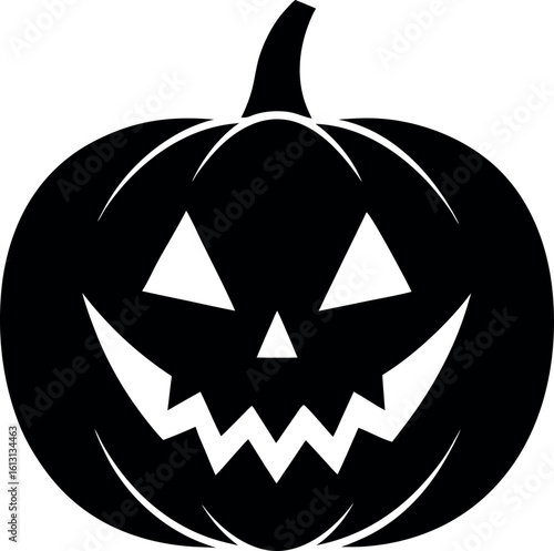 Spooky jack o lantern carved face halloween silhouette vector illustration