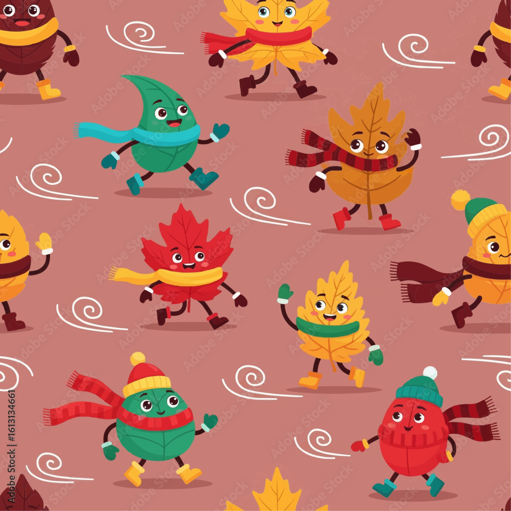 Fototapeta premium Scarf-Wearing Leaves Pattern