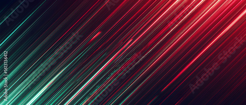 Fond fractal et abstrait rouge et vert de No  l     Design technologique avec lignes diagonales  effets n  on  bokeh lumineux et silhouette artistique de palmier stylis  