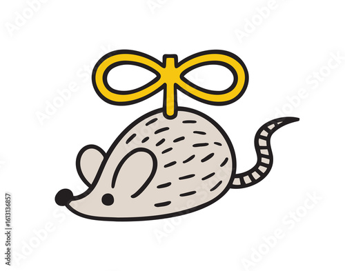  clockwork mouse toy mouse icon doodle hand drawn. colorful cartoon line drawing clipart symbol