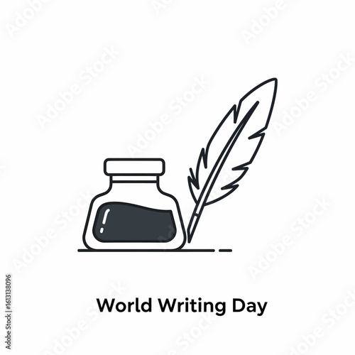 vector illustration of feather and ink