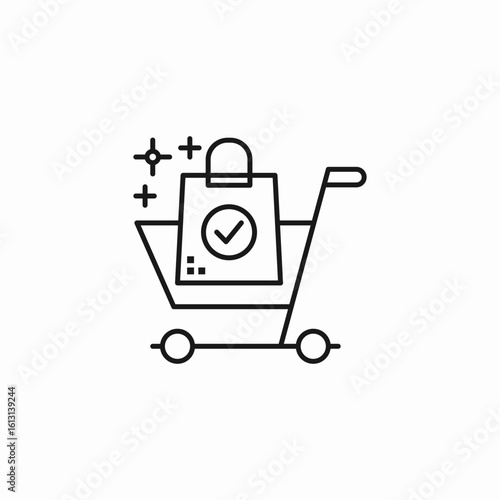 shopping cart checked icon sign vector