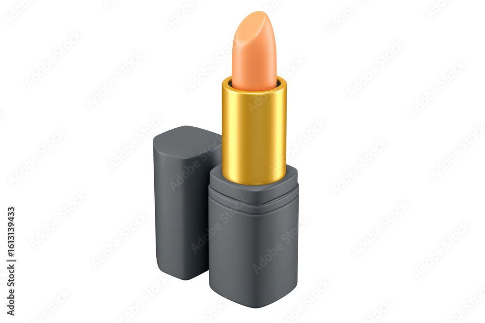 Obraz premium Lipstick application process makeup studio product photography. Isolated on transparent background, png.