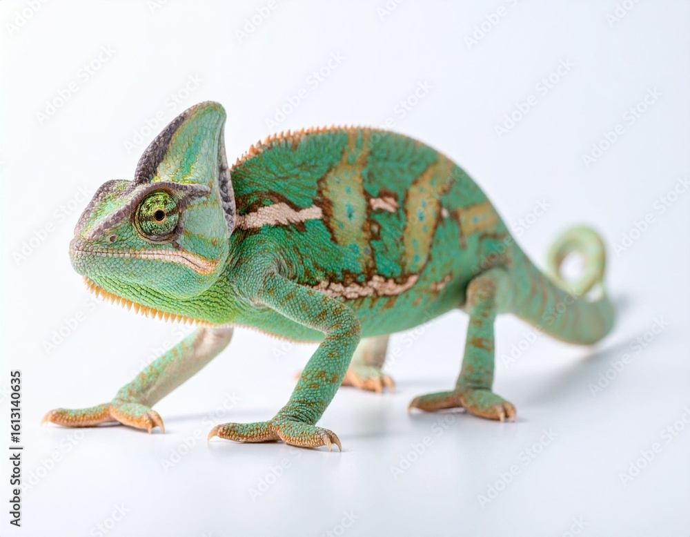 Obraz premium Veiled Chameleon on White Background
