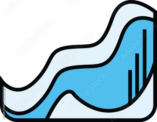 Abstract illustration of a blue and white data chart showing fluctuating trends and rising bars.