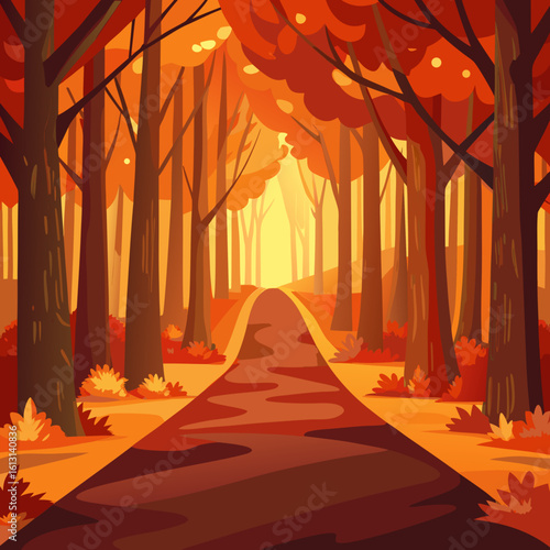 enchanting forest alley bathed in autumn hues 