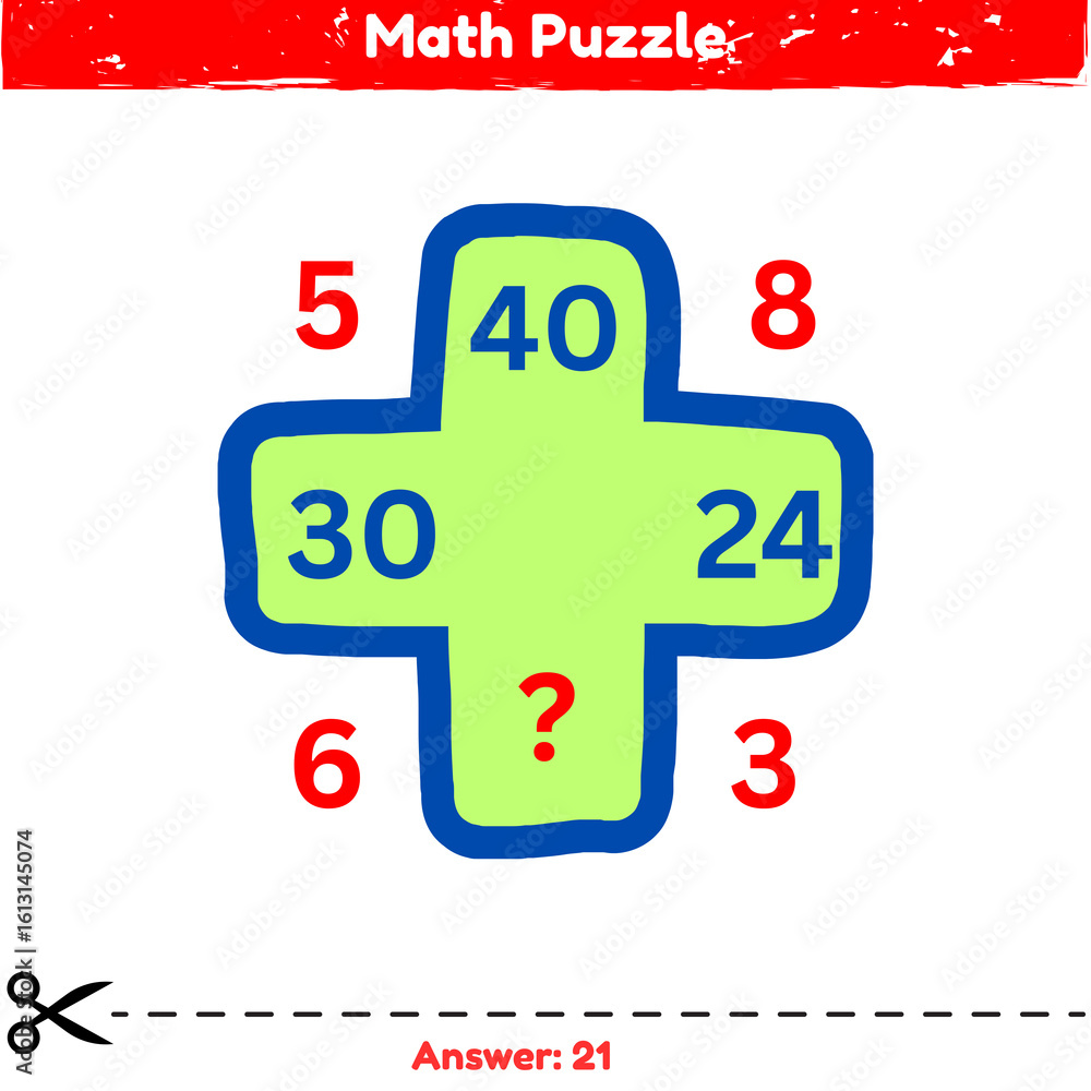 Obraz premium Math puzzle with numbers arranged in a cross shape