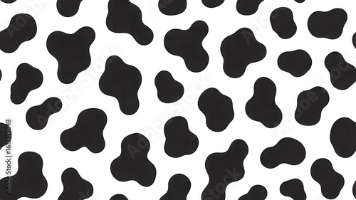 Classic cow pattern black and white seamless animal print background design