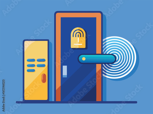 Smart door lock with fingerprint scanner and keypad handle