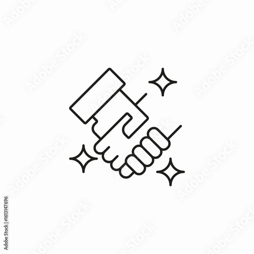 sparkling handshake deal icon sign vector