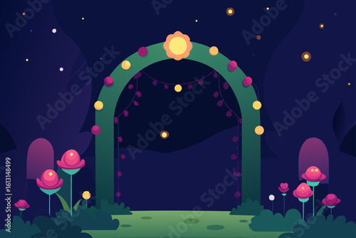 fairy tale arch entwined with glowing fairy lights