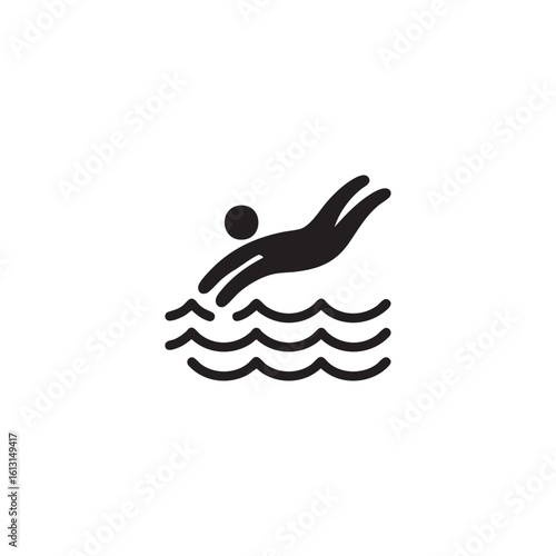 Diving ang water jumping symbol icon design. illustration isolated on white background
