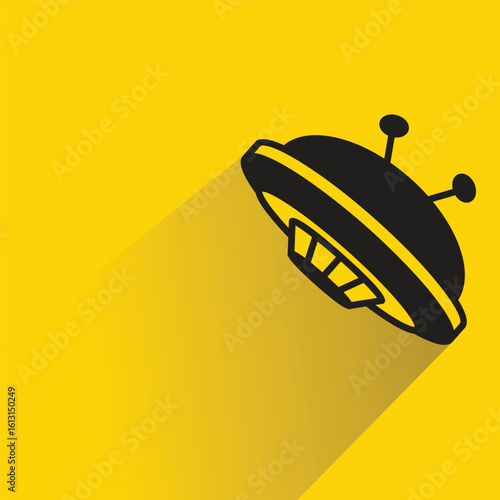 UFO icon with shadow yellow background