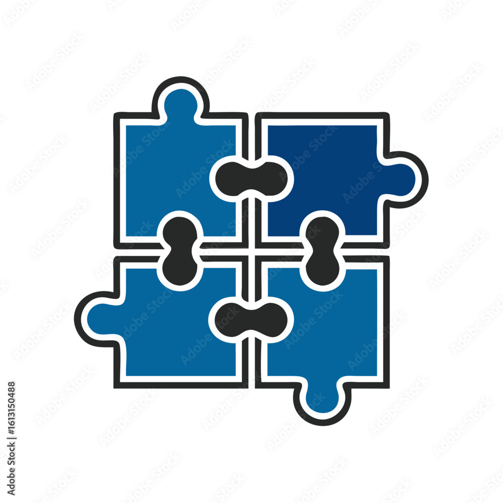 Obraz premium Puzzle pieces in blue and black forming an interlocking design 