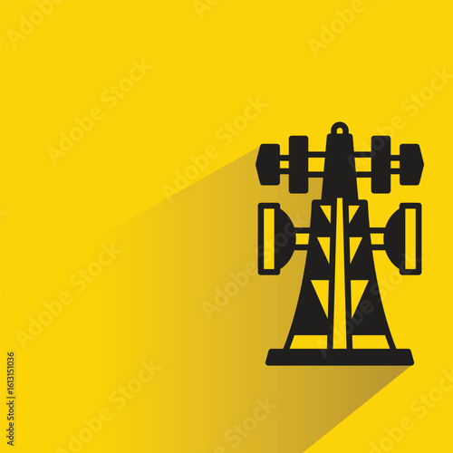 network tower icon with shadow on yellow background