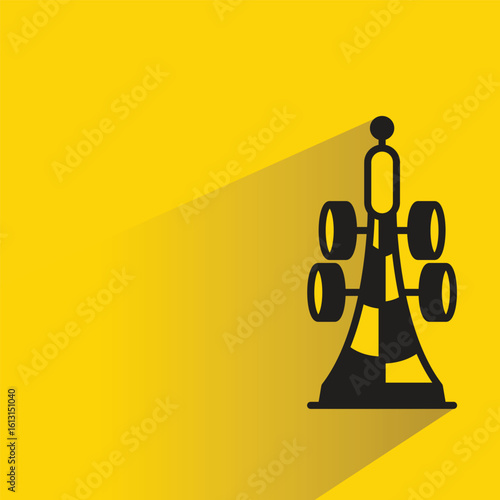 network tower icon with shadow on yellow background