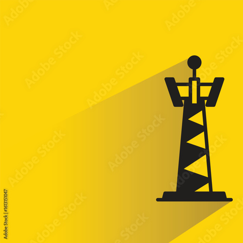 network tower icon with shadow on yellow background