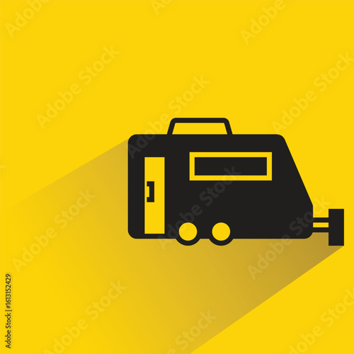 rv trailer icon with shadow on yellow background